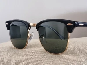 Ray Ban RB3016 CLUBMASTER SONNENBRILLE SCHWARZ UND GOLD EINE SCHÖNE URLAUB UND MODE - Bild 1 von 12