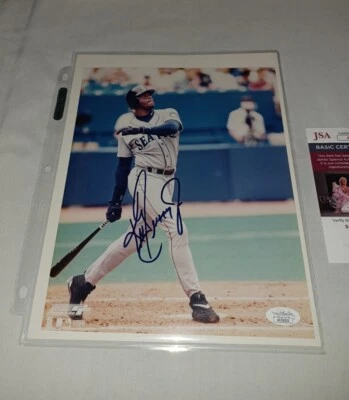 KEN GRIFFEY JR MARINERS SIGNED 8x10 JSA COA AUTHENTIC ICONIC SWING AUTO PHOTO - Image 1 of 3
