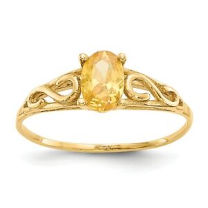 14K Yellow Gold Synthetic Citrine Stone Baby Ring Size 5 Madi K Kid's Jewelry