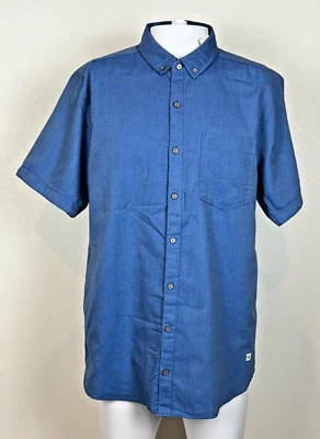 NWT Buckle DepartWest Mens Short Sleeve Stretch Button Down Shirt L Blue Casual Foto 1 de 4