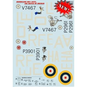 Aufkleber 1:32 Hurricane MK I Aces The Battle Of Britain 2 Blatt Print Maßstab 32-013 - Bild 1 von 24