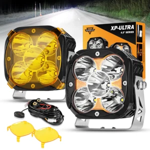 Auxbeam 4.5" LED Work Light Bar Pods Spot Offroad Driving Fog Amber DRL ATV SUV - Picture 1 of 12