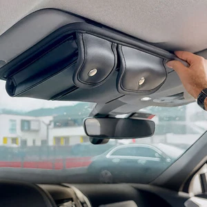 PU Leahter Car Sun Visor Panel Organizer Storage Bag Storage Pouch Glasses Box - Imagen 1 de 9