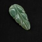 Top Glossy Green Leaf Handmade Natural Jadeite Jade Pendant