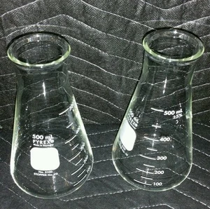 Paar Pyrex 500ml Kolben Nr. 5100 Stopfen Nr.10 Top Zustand  - Bild 1 von 1