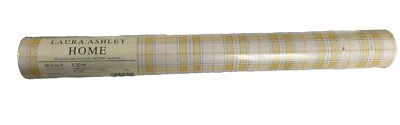 Laura Ashley Vintage Yellow Plaid  Wallpaper, 1 Roll, New - Image 1 of 3