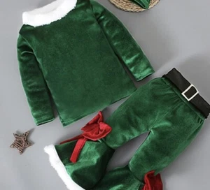 Toddler Baby Girl Christmas OutfitSanta Costume Long Sleeve Velvet Size 5 - Picture 1 of 3
