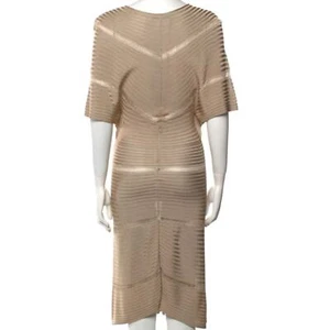 Vestido midi VALENTINO tejido a rayas transparentes manga dolman beige neutro talla S - Imagen 1 de 10