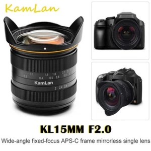 Lente gran angular manual Kamlan 15 mm F2.0 APS-C para Canon EOS-M Sony E Fuji X M43 - Imagen 1 de 15