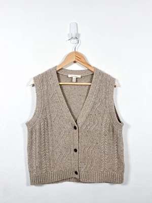 Seasalt Pendouer Sweater Vest UK 16 Beige Chunky Aran Knit Sleeveless Jumper - Image 1 of 4
