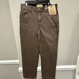 Jeans Democracy taglia 6 marrone tecnologia AB nuovo con etichetta vita alta slim dritto - Foto 1 di 11