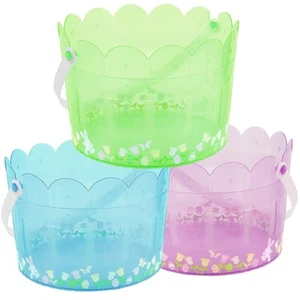 Easter Buckets for Egg Hunt, Set of 3 Clear Kids Easter Baskets with Handles,... - Picture 1 of 7