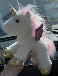 Lego Legoland Einhorn weiß rosa Plüschtier Stofftier 11 Zoll x 14 Zoll Gold Metallic - Bild 1 von 10