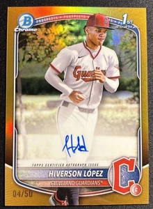 HIVERSON LOPEZ 2025 BOWMAN CHROME 1ST TRUE GOLD REFRACTOR AUTO /50 LESEN - Bild 1 von 5