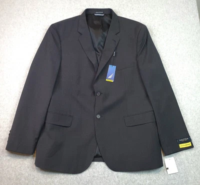 Traje Chaqueta Nautica Performance Lana Blnd Blazer 2 Botones Carbón Cuadros Talla 46 R Foto 1 de 4