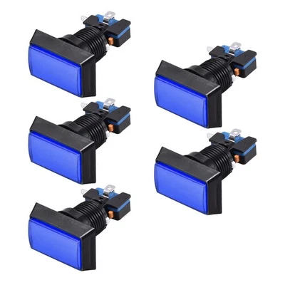 Game Push Button 49x33 Rectangle 12V LED Illuminated Push Button Blue 5pcs - Image 1 of 3