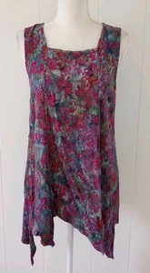 Soft Surroundings Tunic Tank Top Women Large Floral Asymmetric Hem Fairy Gypsy - Picture 1 of 9