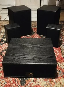 His Master’s Voice Dolby Surround Lautsprecher Boxen Set 5teilig schwarzes Holz - Bild 1 von 11