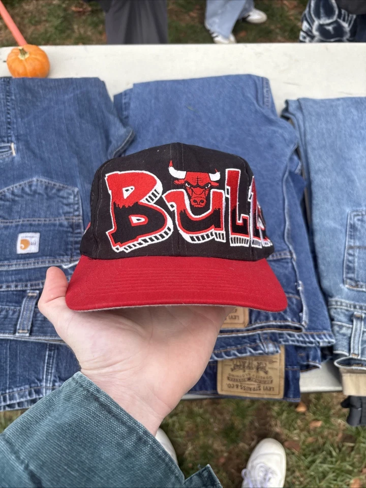 Vintage 90s NBA Chicago Bulls Graffiti Snapback Hat Twill Drew Pearson VTG RARE - Image 1 of 1