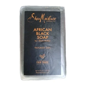 Shea Moisture African Black Soap Bar Free Trade Shea Butter Troubled Skin 8oz - Picture 1 of 4