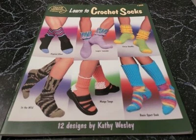 C13 AMERICAN SCHOOL OF NEEDLEWORK 2000, LEARN TO CROCHET SOCKS PATTERN LEAFLET - Image 1 of 2