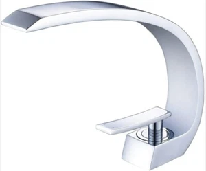 Wovier Chrome Waterfall Bathroom Sink Faucet,Single Handle - Picture 1 of 5