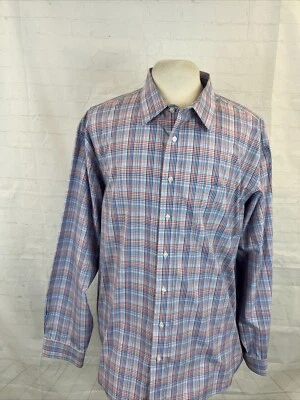 Jos A. Camisa de vestir Bank de algodón a cuadros naranja y azul para hombre XXL $98 Foto 1 de 4