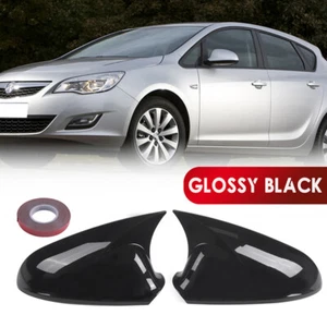 Gloss Black For Vauxhall Opel Astra J 2010~2013 Side Door Wing Mirror Cover Cap - Picture 1 of 8