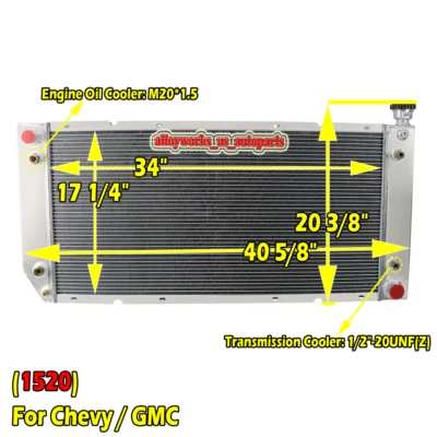 For 1988-1999 Chevy GMC C/K 1500 2500 3500 Truck 5.7L V8 Aluminum Radiator 4 Row - Image 1 of 4