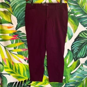 Old Navy 14 Pixie Raspberry Red Mid Rise Preppy Work Teacher Spring Fall Pants - Picture 1 of 10