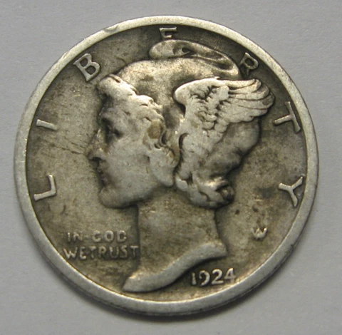 1924 Mercury Head Silver Dime in Lower Grade Ideal For Beginning Collectors Cover