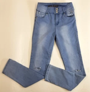 Mitzi Michel Juniors 15 High Rise Medium Wash Skinny Distressed Jeans Stretch - Picture 1 of 17