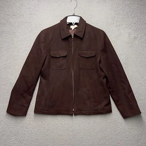 Chaqueta J Crew Mezcla Lana Mujer Grande Marrón Cremallera Completa Forrada Cuello Informal - Imagen 1 de 13