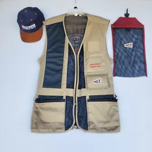 PAST Shooting Vest Khaki Tan XL Mesh Leather Pad Right Shoulder USA - Picture 1 of 23