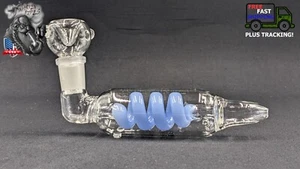Tubo bobina de vidrio de 5" pipa para fumar tabaco con tazón deslizante de 14 mm azul claro - Imagen 1 de 5