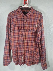 Harley Davidson Flannel Button Front Shirt Long Sleeve Womens L Red Plaid - Picture 1 of 8