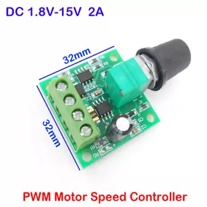 2A Micro PWM Motor Speed Controller DC 1.8V-15V 3V 6V 9V 12V Switch LED Dimmer - Picture 1 of 6