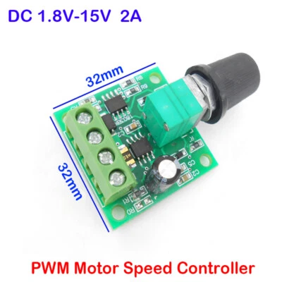 2A Micro PWM Motor Speed Controller DC 1.8V-15V  3V 6V 9V 12V Switch LED Dimmer - Bild 1 von 4
