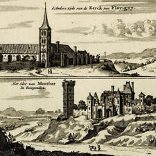 Castle Of Montbard Eglise IN Flavigny - engraving Original Van Die Xviie