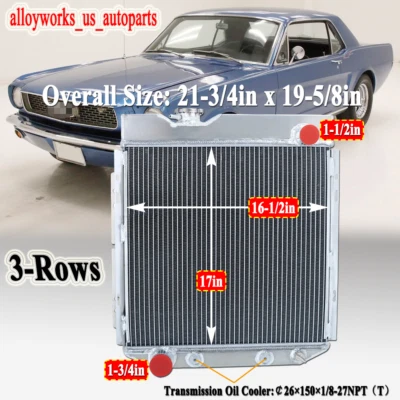 Radiador de aluminio de 3 filas para Ford Mustang Falcon Ranchero Comet 1960-1966 1965 V8 Foto 1 de 4