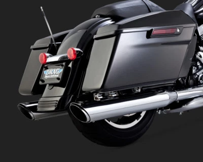 Vance & Hines 16763 Chrome Round Twin Slash Slip-On Mufflers for Harley-Davidson - Image 1 of 4