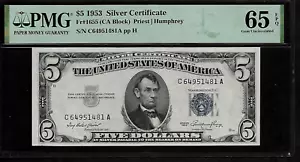 US 5 $ 1953 PMG 65 EPQ UNC Fr #1655 Silver Certificate Priest/Humphrey - Picture 1 of 4