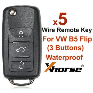 5× Xhorse Universal Wire Remote Key Waterproof B5 Flip Style 3 Buttons XKB510EN - Picture 1 of 8