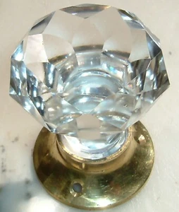 Cut glass mortice sparkling doorknobs brass base (single) vintage classic style - Picture 1 of 4