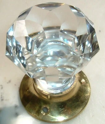 Cut glass mortice sparkling doorknobs brass base (single) vintage classic style - Image 1 of 4