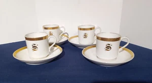 Haviland Limoges Demitasse monogrammiert "S" Tasse & Untertasse 4er Set - Bild 1 von 12