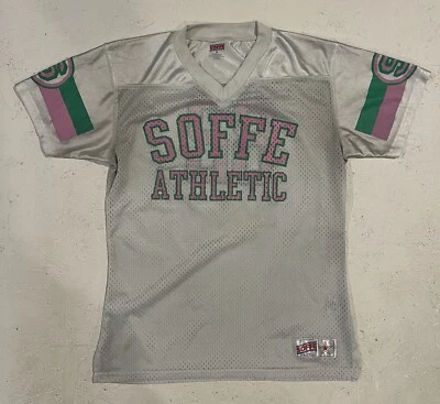 Vintage Soffe Mesh Football Jersey Womens Gray Pink Green Size Medium - Image 1 of 4