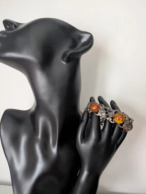 Antiker Bernstein Armreif 835 /- Silber Armspange Armband - Bild 1 von 4