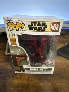 Funko Red Chrome Boba Fett 462 Exclusive with POP Protector *DAMAGED BOX* - Picture 1 of 6