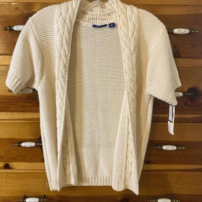 Nuevo con etiquetas Dockers Mujer’s Cárdigan Abierto Suéter Marfil Manga Corta Preparación Informal Oficina Foto 1 de 4